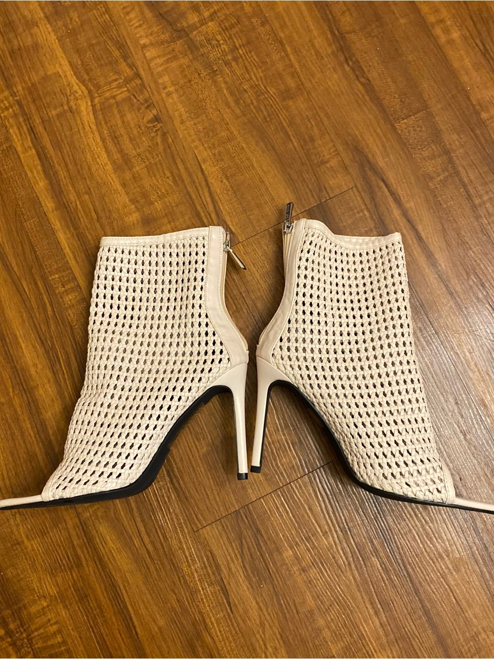 Cape Robbin Cream Woven Stiletto Ankle Booties
